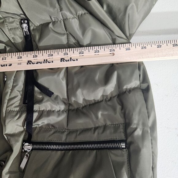 Ci Sono Olive Green Faux Shearling Hooded Oversized Puffy Parka Puffer Coat M - Picture 14 of 16